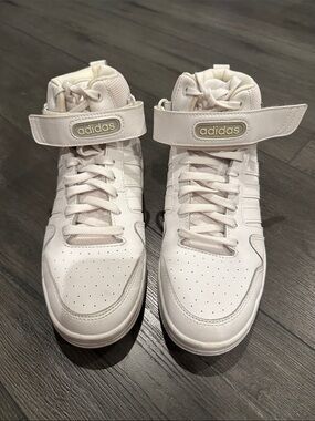 adidas White High-Top Sneakers with Strap